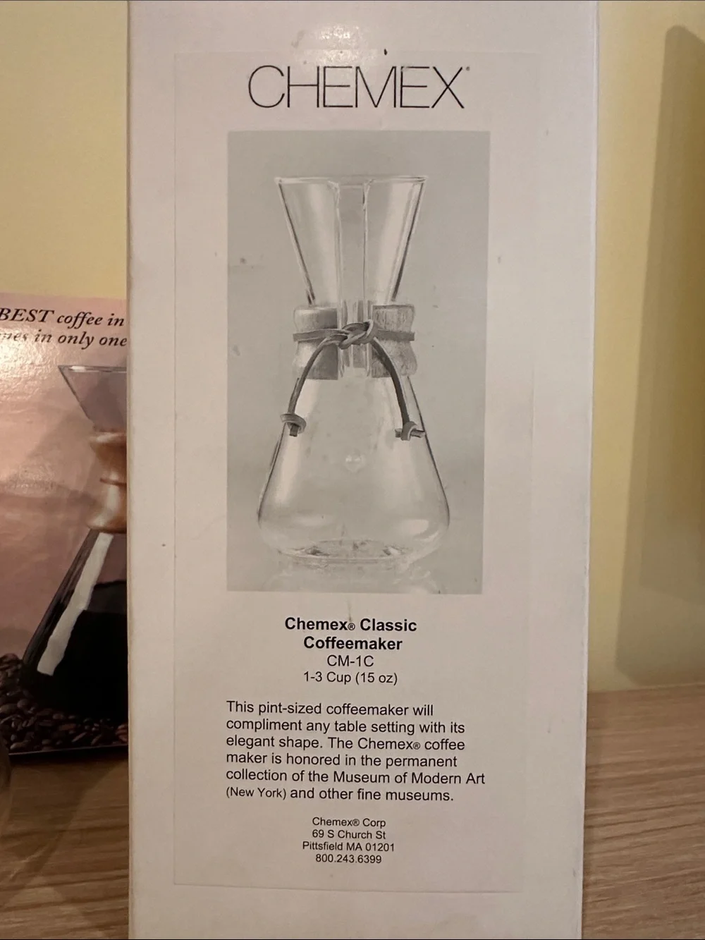 Chemex 1-3 Cup Coffee Maker with original box and FP-2 Filters Included